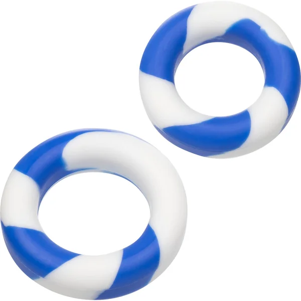 Admiral Silicone 2-Piece Stretchy Cock Ring Set - Blue & White