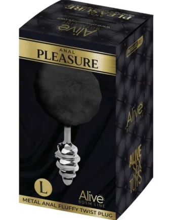 ALIVE - ANAL PLEASURE PLUG SPIRAL METAL FLUFFY BLACK SIZE L