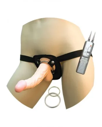 ALL AMERICAN VIB 8IN DONG W/UNIVERSAL HARNESS FLESH