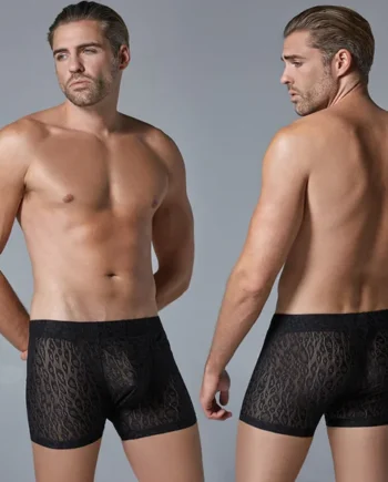 Allure Lingerie Men's Leopard Boxer - Black S/M