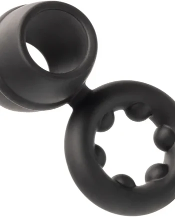 Alpha Liquid Silicone Dual Support Magnum Cock & Balls Ring By CalExotics - Black