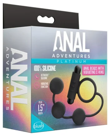 Anal Adventures Platinum Black 13.5-Inch Vibrating Anal Beads