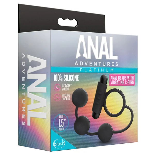 Anal Adventures Platinum Black 13.5-Inch Vibrating Anal Beads