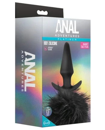 Anal Adventures Platinum Rabbit Tail Black 6.75-Inch Anal Plug