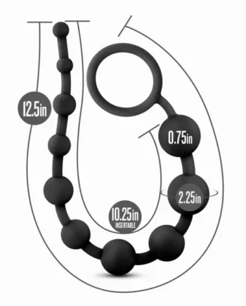 Anal Adventures - Platinum - Silicone 10 Anal Beads - Black