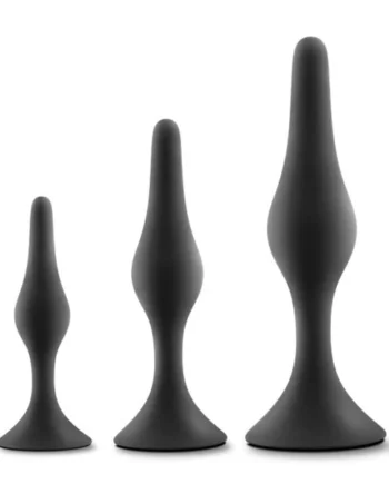 Anal Adventures Platinum - Silicone Beginner Plug Kit - Black