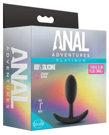 Anal Adventures Platinum Silicone Vibra Slim Plug-Small Black