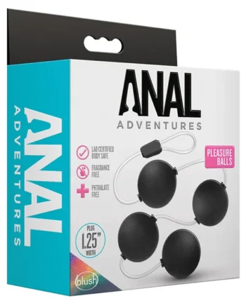 Anal Adventures Pleasure Balls Black 15-Inch Anal Plug