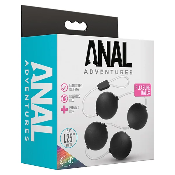 Anal Adventures Pleasure Balls Black 15-Inch Anal Plug