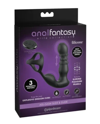 Anal Fantasy Elite Ass-Gasm Slide & Glide P-Spot Stimulator - Black