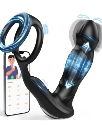 Anal Thrusting Prostate Vibrator cock ring with APP controll