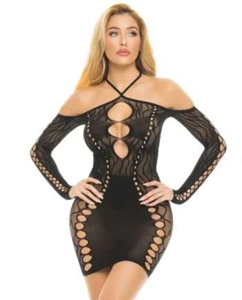 Animal Inside Halter Dress Black