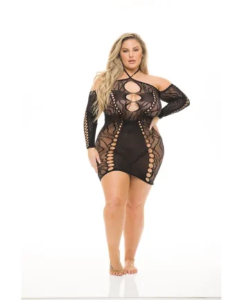 Animal Inside Halter Dress - Queen Size - Black