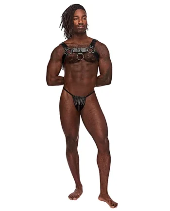 ARIES LEATHER HARNESS BLACK O/S