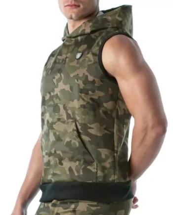 Army Sleeveless Hoodie – Size : S