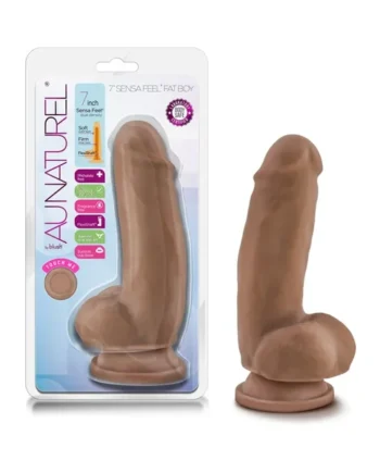 Au Naturel 7 in. Sensa Feel Fat Boy Posable Dual Density Dildo Tan