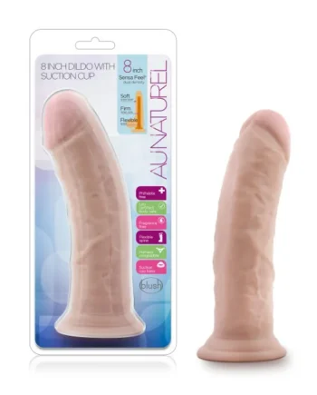 AU NATUREL 8IN DILDO W/ SUCTION CUP VANILLA