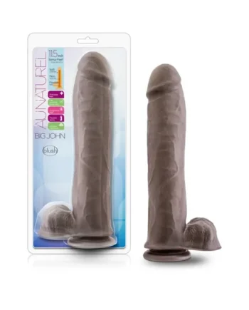 Au Naturel Big John 11.5 in. Posable Dual Density Dildo with Balls Brown