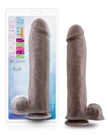 AU NATUREL BIG JOHN 11.5IN SENSA FEEL DUAL DENSITY DILDO CHOCOLATE