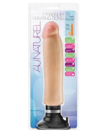 Au Naturel Realistic Beige 11-Inch Long Vibrating Dildo With Suction Cup Base