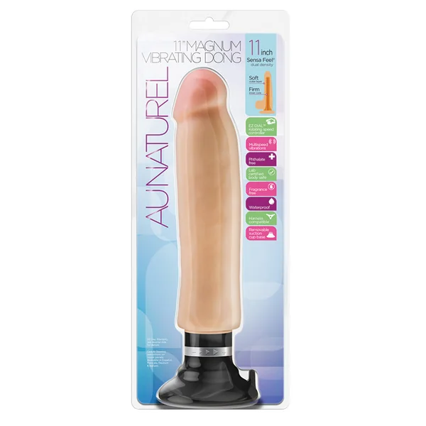 Au Naturel Realistic Beige 11-Inch Long Vibrating Dildo With Suction Cup Base