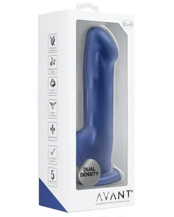 Avant Ergo Indigo D8: Artisan 7 Inch Dildo with Suction Cup Base - Elegantly Made with Smooth Ultrasilk Purio Silicone