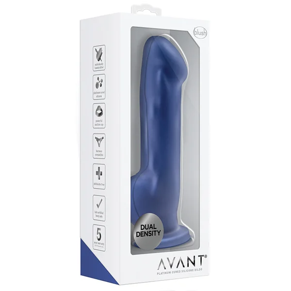 Avant Ergo Indigo D8: Artisan 7 Inch Dildo with Suction Cup Base - Elegantly Made with Smooth Ultrasilk Purio Silicone