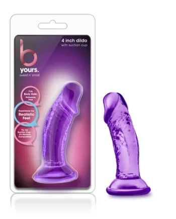 B Yours - Sweet n' Small 4 Inch Dildo With Suction Cup - Purple