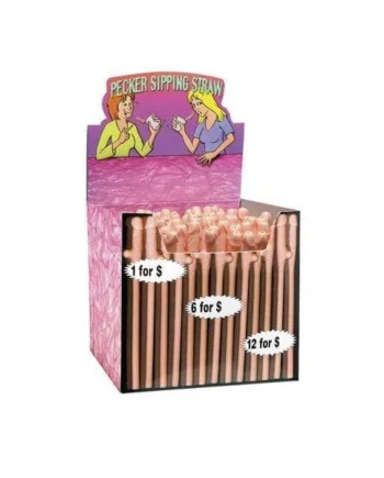 Bachelorette Party Favors Pecker Sipping Straws - 144 Piece Display - Light