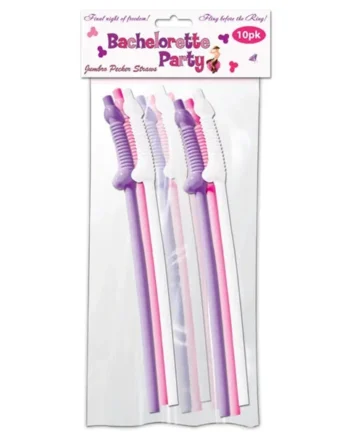 Bachelorette Party Pecker Sipping Straws – Assorted Colors Pack of 10