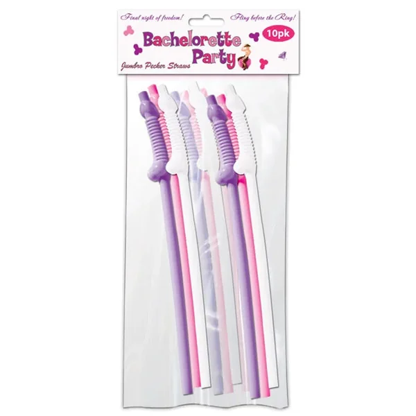 Bachelorette Party Pecker Sipping Straws – Assorted Colors Pack of 10
