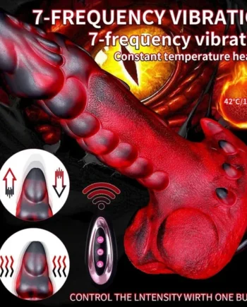 Bad Dragon Fantasy Telescopic Vibrating Dildo – Blood Demon Silicone G-Spot Vibrator for Vaginal Stimulation