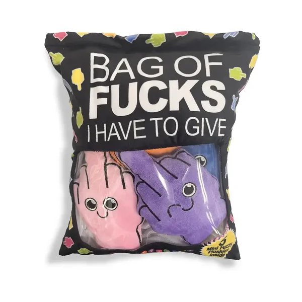 Bag of F*cks I Have to Give Plushy Pillow with 5 Fingers