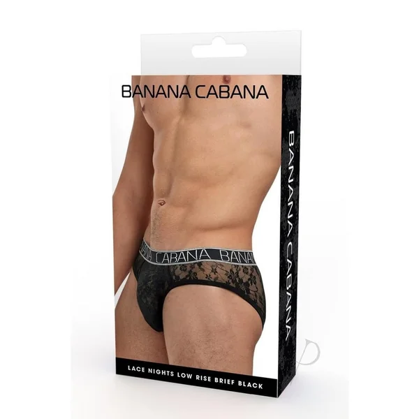 Banana Cabana Lace Nights Low Rise Brief – LG/XL – Black