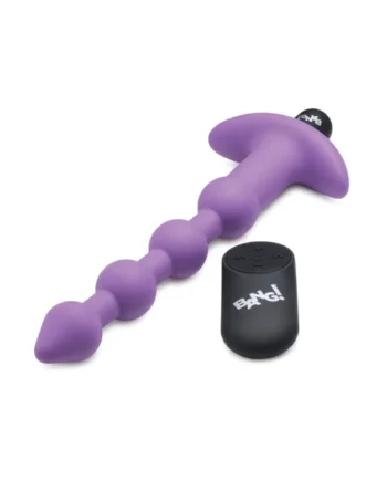 Bang! 28X Vibrating Silicone Anal Beads w/Remote Control - Purple