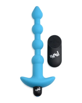 Bang - Vibrating Silicone Anal Beads and Remote Control - Blue