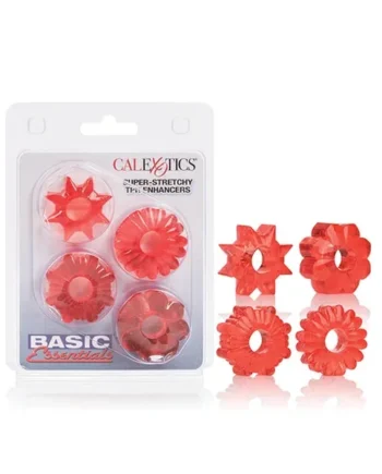 Basic Essentials Rings – Red Set of 4