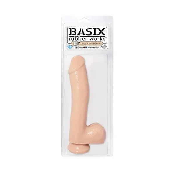 Basix Rubber Works - 10 Inch Dong With Suction Cup - Flesh