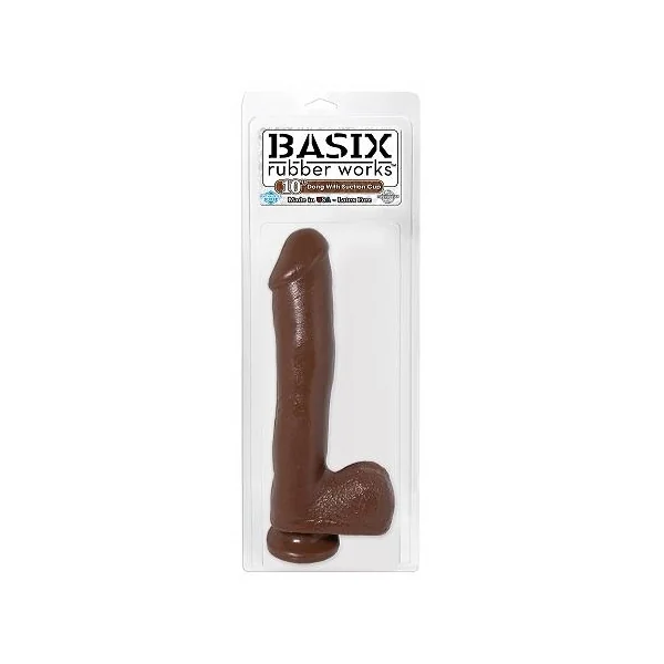 BASIX RUBBER WORKS 10IN DONG W/SUCTION CUP BROWN