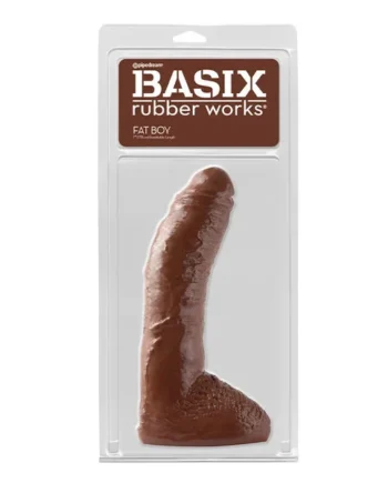 Basix Rubber Works Fat Boy 10 in. Dildo With Balls Brown