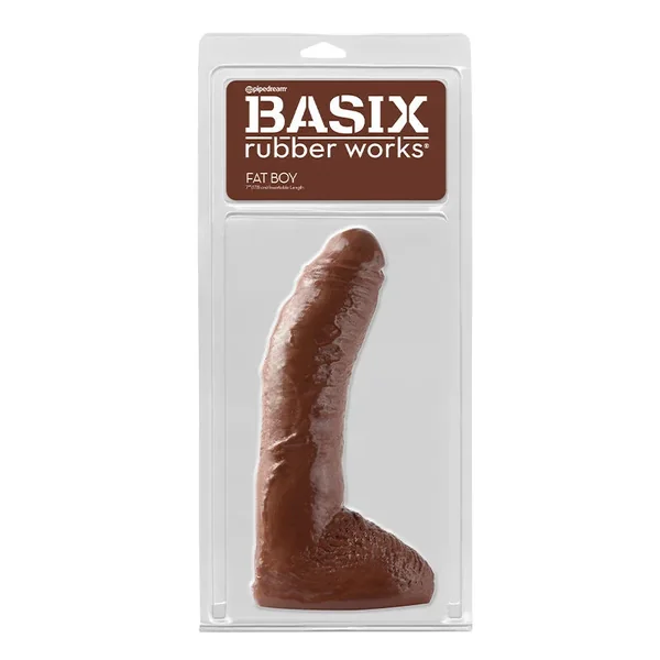 Basix Rubber Works Fat Boy 10 in. Dildo With Balls Brown