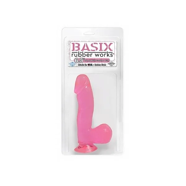 BASIX RUBBER WORKS PINK 6.5IN DONG W/SUCTION CUP