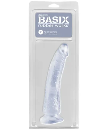 BASIX RUBBER WORKS SLIM DONG 7IN CLEAR W/ SUCTION CUP