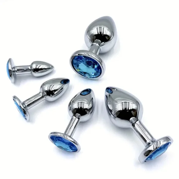 BDSM Metal Anal Plug With Gem Base For Beginner To Expert G-spot