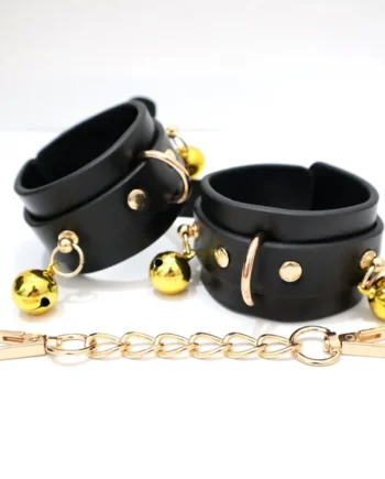 BDSM PU Leather Bondage SM Handcuffs with Bells