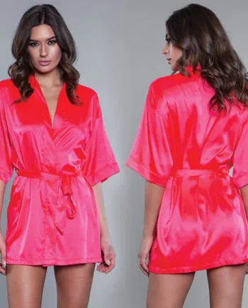 BeWicked Getting Ready Satin Robe - Hot Pink 3X
