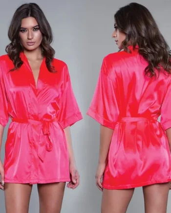 BeWicked Satin Robe-Hot Pink 2X