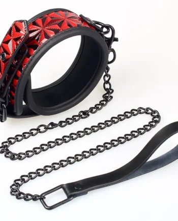 BF-40334A Red PU Neck Collar With Chain