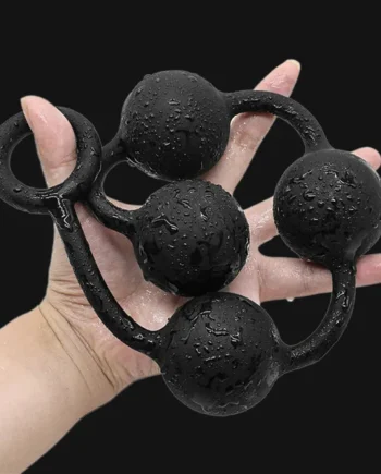 Big Anal Beads Butt Plug - Soft Silicone Black Dildo Sex Toys for Men Women