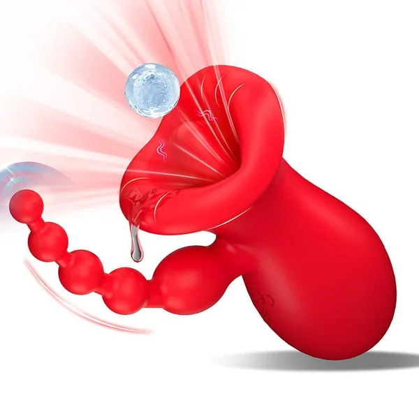 Big Mouth Clitoris Suction Anal Bead Vibrator with 10 Tongue Licking Modes